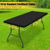 imageSmiry Rectangle Tablecloth Elastic Fitted Flannel Backed Vinyl Tablecloths for 6ft Folding Tables Waterproof Wipeable Table Covers for Indoor Outdoor Picnic and Camping Black 30quotx72quotBlack