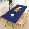 imageSmiry Rectangle Tablecloth Elastic Fitted Flannel Backed Vinyl Tablecloths for 6ft Folding Tables Waterproof Wipeable Table Covers for Indoor Outdoor Picnic and Camping Black 30quotx72quotNavy