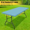 imageSmiry Rectangle Tablecloth Elastic Fitted Flannel Backed Vinyl Tablecloths for 6ft Folding Tables Waterproof Wipeable Table Covers for Indoor Outdoor Picnic and Camping Black 30quotx72quotAqua