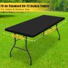 imageSmiry Rectangle Tablecloth Elastic Fitted Flannel Backed Vinyl Tablecloths for 6ft Folding Tables Waterproof Wipeable Table Covers for Indoor Outdoor Picnic and Camping Black 30quotx72quotBlack