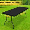 imageSmiry Rectangle Tablecloth Elastic Fitted Flannel Backed Vinyl Tablecloths for 6ft Folding Tables Waterproof Wipeable Table Covers for Indoor Outdoor Picnic and Camping Black 30quotx72quotBlack