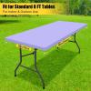 imageSmiry Rectangle Tablecloth Elastic Fitted Flannel Backed Vinyl Tablecloths for 6ft Folding Tables Waterproof Wipeable Table Covers for Indoor Outdoor Picnic and Camping Black 30quotx72quotLavender