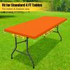 imageSmiry Rectangle Tablecloth Elastic Fitted Flannel Backed Vinyl Tablecloths for 6ft Folding Tables Waterproof Wipeable Table Covers for Indoor Outdoor Picnic and Camping Black 30quotx72quotOrange