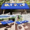imageSmiry Rectangle Tablecloth Elastic Fitted Flannel Backed Vinyl Tablecloths for 6ft Folding Tables Waterproof Wipeable Table Covers for Indoor Outdoor Picnic and Camping Black 30quotx72quotBlue