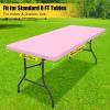 imageSmiry Rectangle Tablecloth Elastic Fitted Flannel Backed Vinyl Tablecloths for 6ft Folding Tables Waterproof Wipeable Table Covers for Indoor Outdoor Picnic and Camping Black 30quotx72quotPink