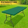 imageSmiry Rectangle Tablecloth Elastic Fitted Flannel Backed Vinyl Tablecloths for 6ft Folding Tables Waterproof Wipeable Table Covers for Indoor Outdoor Picnic and Camping Black 30quotx72quotEmerald Green