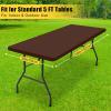 imageSmiry Rectangle Tablecloth Elastic Fitted Flannel Backed Vinyl Tablecloths for 6ft Folding Tables Waterproof Wipeable Table Covers for Indoor Outdoor Picnic and Camping Black 30quotx72quotCoffee