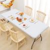 imageSmiry Rectangle Tablecloth Elastic Fitted Flannel Backed Vinyl Tablecloths for 6ft Folding Tables Waterproof Wipeable Table Covers for Indoor Outdoor Picnic and Camping Black 30quotx72quotWhite