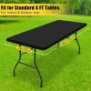 imageSmiry Rectangle Tablecloth Elastic Fitted Flannel Backed Vinyl Tablecloths for 6ft Folding Tables Waterproof Wipeable Table Covers for Indoor Outdoor Picnic and Camping Black 30quotx72quotBlack