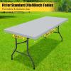 imageSmiry Rectangle Tablecloth Elastic Fitted Flannel Backed Vinyl Tablecloths for 6ft Folding Tables Waterproof Wipeable Table Covers for Indoor Outdoor Picnic and Camping Black 30quotx72quotLight Grey