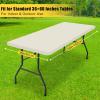 imageSmiry Rectangle Tablecloth Elastic Fitted Flannel Backed Vinyl Tablecloths for 6ft Folding Tables Waterproof Wipeable Table Covers for Indoor Outdoor Picnic and Camping Black 30quotx72quotBeige