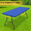 imageSmiry Rectangle Tablecloth Elastic Fitted Flannel Backed Vinyl Tablecloths for 6ft Folding Tables Waterproof Wipeable Table Covers for Indoor Outdoor Picnic and Camping Black 30quotx72quotBlue