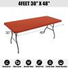 imageSmiry Rectangle Tablecloth Elastic Fitted Flannel Backed Vinyl Tablecloths for 6ft Folding Tables Waterproof Wipeable Table Covers for Indoor Outdoor Picnic and Camping Black 30quotx72quotRust
