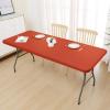 imageSmiry Rectangle Tablecloth Elastic Fitted Flannel Backed Vinyl Tablecloths for 6ft Folding Tables Waterproof Wipeable Table Covers for Indoor Outdoor Picnic and Camping Black 30quotx72quotRust
