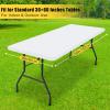 imageSmiry Rectangle Tablecloth Elastic Fitted Flannel Backed Vinyl Tablecloths for 6ft Folding Tables Waterproof Wipeable Table Covers for Indoor Outdoor Picnic and Camping Black 30quotx72quotWhite