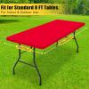 imageSmiry Rectangle Tablecloth Elastic Fitted Flannel Backed Vinyl Tablecloths for 6ft Folding Tables Waterproof Wipeable Table Covers for Indoor Outdoor Picnic and Camping Black 30quotx72quotRed