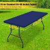 imageSmiry Rectangle Tablecloth Elastic Fitted Flannel Backed Vinyl Tablecloths for 6ft Folding Tables Waterproof Wipeable Table Covers for Indoor Outdoor Picnic and Camping Black 30quotx72quotNavy