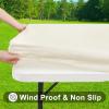 imageSmiry Rectangle Tablecloth Elastic Fitted Flannel Backed Vinyl Tablecloths for 6ft Folding Tables Waterproof Wipeable Table Covers for Indoor Outdoor Picnic and Camping Black 30quotx72quotBeige