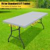 imageSmiry Rectangle Tablecloth Elastic Fitted Flannel Backed Vinyl Tablecloths for 6ft Folding Tables Waterproof Wipeable Table Covers for Indoor Outdoor Picnic and Camping Black 30quotx72quotLight Grey