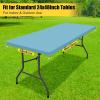 imageSmiry Rectangle Tablecloth Elastic Fitted Flannel Backed Vinyl Tablecloths for 6ft Folding Tables Waterproof Wipeable Table Covers for Indoor Outdoor Picnic and Camping Black 30quotx72quotAqua