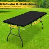 imageSmiry Rectangle Tablecloth Elastic Fitted Flannel Backed Vinyl Tablecloths for 6ft Folding Tables Waterproof Wipeable Table Covers for Indoor Outdoor Picnic and Camping Black 30quotx72quotBlack