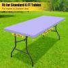 imageSmiry Rectangle Tablecloth Elastic Fitted Flannel Backed Vinyl Tablecloths for 6ft Folding Tables Waterproof Wipeable Table Covers for Indoor Outdoor Picnic and Camping Black 30quotx72quotLavender