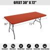 imageSmiry Rectangle Tablecloth Elastic Fitted Flannel Backed Vinyl Tablecloths for 6ft Folding Tables Waterproof Wipeable Table Covers for Indoor Outdoor Picnic and Camping Black 30quotx72quotRust