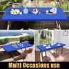 imageSmiry Rectangle Tablecloth Elastic Fitted Flannel Backed Vinyl Tablecloths for 6ft Folding Tables Waterproof Wipeable Table Covers for Indoor Outdoor Picnic and Camping Black 30quotx72quotBlue