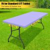 imageSmiry Rectangle Tablecloth Elastic Fitted Flannel Backed Vinyl Tablecloths for 6ft Folding Tables Waterproof Wipeable Table Covers for Indoor Outdoor Picnic and Camping Black 30quotx72quotLavender