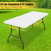 imageSmiry Rectangle Tablecloth Elastic Fitted Flannel Backed Vinyl Tablecloths for 6ft Folding Tables Waterproof Wipeable Table Covers for Indoor Outdoor Picnic and Camping Black 30quotx72quotWhite