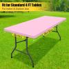 imageSmiry Rectangle Tablecloth Elastic Fitted Flannel Backed Vinyl Tablecloths for 6ft Folding Tables Waterproof Wipeable Table Covers for Indoor Outdoor Picnic and Camping Black 30quotx72quotPink