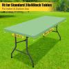 imageSmiry Rectangle Tablecloth Elastic Fitted Flannel Backed Vinyl Tablecloths for 6ft Folding Tables Waterproof Wipeable Table Covers for Indoor Outdoor Picnic and Camping Black 30quotx72quotSage Green