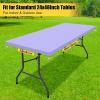 imageSmiry Rectangle Tablecloth Elastic Fitted Flannel Backed Vinyl Tablecloths for 6ft Folding Tables Waterproof Wipeable Table Covers for Indoor Outdoor Picnic and Camping Black 30quotx72quotLavender