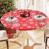 imageSmiry Round Picnic Tablecloth Waterproof Elastic Fitted Table Covers for 36quot  44quot Tables Wipeable Flannel Backed Vinyl Tablecloths for Camping Indoor Outdoor Grey ampamp WhiteChristmas Red  White