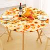 imageSmiry Round Picnic Tablecloth Waterproof Elastic Fitted Table Covers for 36quot  44quot Tables Wipeable Flannel Backed Vinyl Tablecloths for Camping Indoor Outdoor Grey ampamp WhiteGold