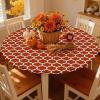imageSmiry Round Picnic Tablecloth Waterproof Elastic Fitted Table Covers for 36quot  44quot Tables Wipeable Flannel Backed Vinyl Tablecloths for Camping Indoor Outdoor Grey ampamp WhiteRust  White