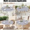 imageSmiry Round Picnic Tablecloth Waterproof Elastic Fitted Table Covers for 36quot  44quot Tables Wipeable Flannel Backed Vinyl Tablecloths for Camping Indoor Outdoor Grey ampamp WhiteGrey  White