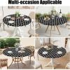 imageSmiry Round Picnic Tablecloth Waterproof Elastic Fitted Table Covers for 36quot  44quot Tables Wipeable Flannel Backed Vinyl Tablecloths for Camping Indoor Outdoor Grey ampamp WhiteBlack  White
