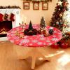 imageSmiry Round Picnic Tablecloth Waterproof Elastic Fitted Table Covers for 36quot  44quot Tables Wipeable Flannel Backed Vinyl Tablecloths for Camping Indoor Outdoor Grey ampamp WhiteChristmas Red  White
