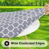 imageSmiry Round Picnic Tablecloth Waterproof Elastic Fitted Table Covers for 36quot  44quot Tables Wipeable Flannel Backed Vinyl Tablecloths for Camping Indoor Outdoor Grey ampamp WhiteGrey  White