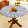 imageSmiry Round Picnic Tablecloth Waterproof Elastic Fitted Table Covers for 36quot  44quot Tables Wipeable Flannel Backed Vinyl Tablecloths for Camping Indoor Outdoor Grey ampamp WhiteGrey  White