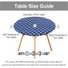imageSmiry Round Picnic Tablecloth Waterproof Elastic Fitted Table Covers for 36quot  44quot Tables Wipeable Flannel Backed Vinyl Tablecloths for Camping Indoor Outdoor Grey ampamp WhiteNavy  White