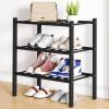 imageSmiry Shoe Rack 4 Tier Bamboo Shoe Organizer Stackable Free Standing Wooden Shoe Storage Shelf for Closet Entryway Front Door Entrance NaturalBlack