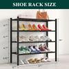 imageSmiry Shoe Rack 4 Tier Bamboo Shoe Organizer Stackable Free Standing Wooden Shoe Storage Shelf for Closet Entryway Front Door Entrance NaturalBlack