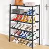 imageSmiry Shoe Rack 4 Tier Bamboo Shoe Organizer Stackable Free Standing Wooden Shoe Storage Shelf for Closet Entryway Front Door Entrance NaturalBlack