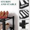 imageSmiry Shoe Rack 4 Tier Bamboo Shoe Organizer Stackable Free Standing Wooden Shoe Storage Shelf for Closet Entryway Front Door Entrance NaturalBlack