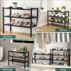 imageSmiry Shoe Rack 4 Tier Bamboo Shoe Organizer Stackable Free Standing Wooden Shoe Storage Shelf for Closet Entryway Front Door Entrance NaturalBlack