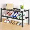 imageSmiry Shoe Rack 4 Tier Bamboo Shoe Organizer Stackable Free Standing Wooden Shoe Storage Shelf for Closet Entryway Front Door Entrance NaturalBlack
