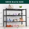 imageSmiry Shoe Rack 4 Tier Bamboo Shoe Organizer Stackable Free Standing Wooden Shoe Storage Shelf for Closet Entryway Front Door Entrance NaturalBlack