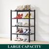 imageSmiry Shoe Rack 4 Tier Bamboo Shoe Organizer Stackable Free Standing Wooden Shoe Storage Shelf for Closet Entryway Front Door Entrance NaturalBlack